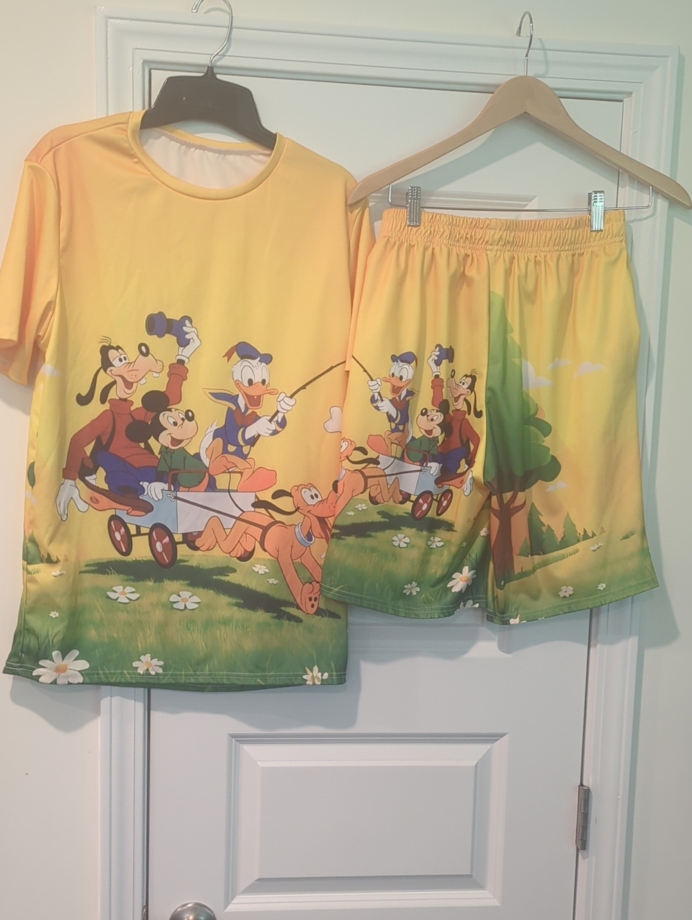 Disney Character Short Set - Short Sleeve Top & Shorts P2P 23 Waist 13 To 17 L21